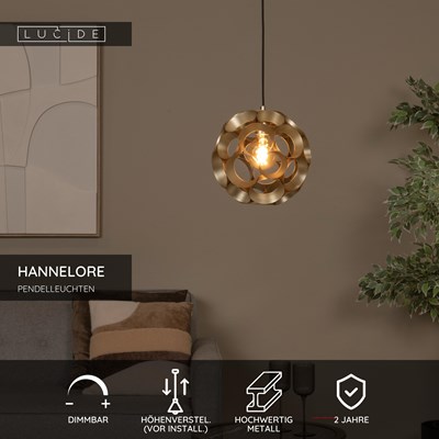 Lucide HANNELORE - Pendelleuchten - Ø 30 cm - 1xE27 - Mattes Gold / Messing